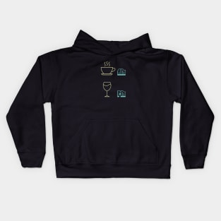 Coffee morning, wine night Kids Hoodie